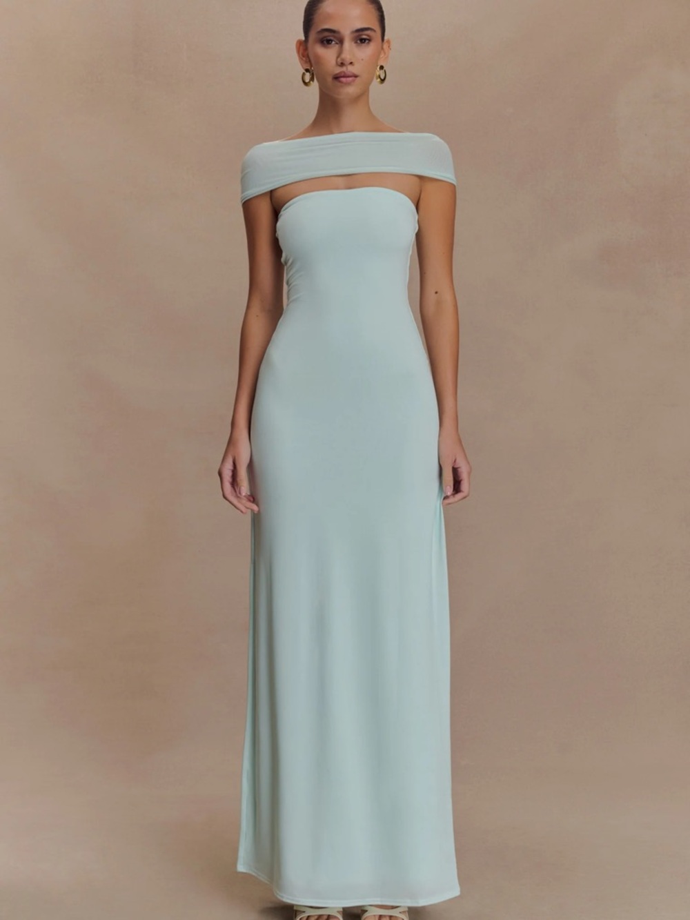 Meshki Slinky And Mesh Split Maxi Dress - Lagoon